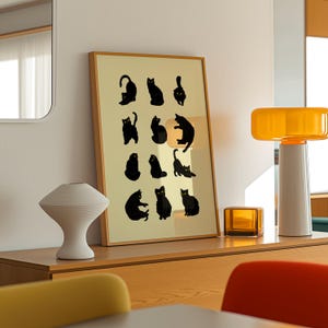 Black Cat Art Print: Minimalist Cat Lover Gift (Digital Download) image 8