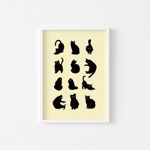 Black Cat Art Print: Minimalist Cat Lover Gift (Digital Download) image 4
