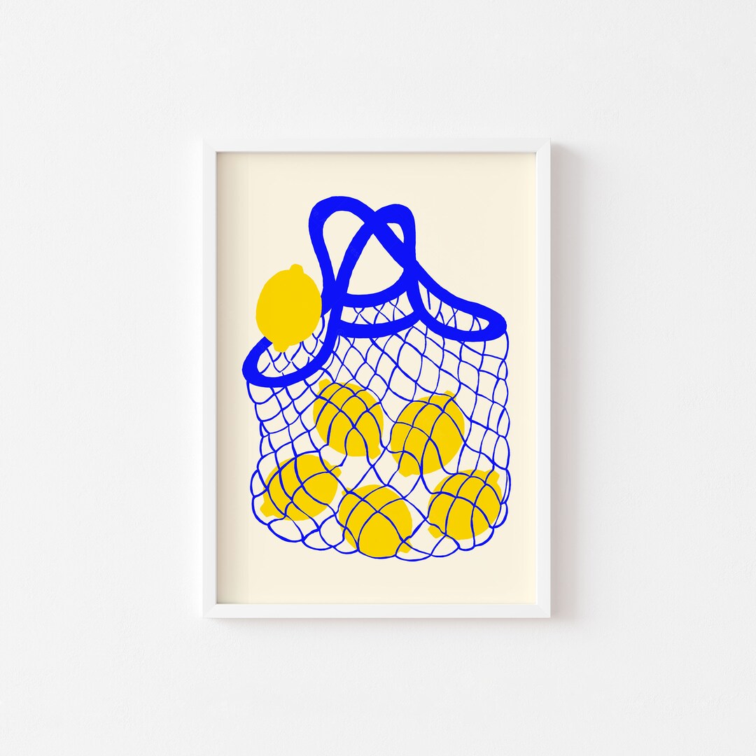 Lemon Print, Lemon Printable Digital Download, Fruit Market Lemon Art ...