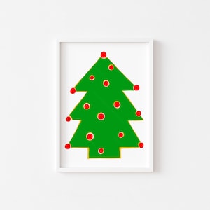 Christmas Tree Printable Art Print, Simple Christmas Tree Wall Print, Retro Minimalist Christmas Posters, Xmas Wall Art,Instant Download Art