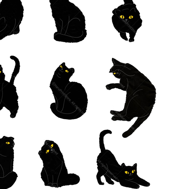 Printable Black Cat Wall Art Minimal Cat Wall Artcat Digital Etsy