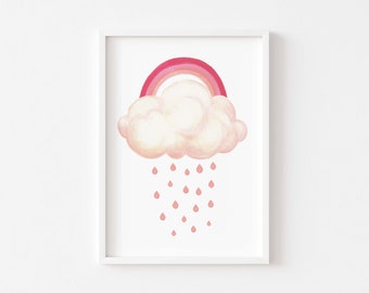Boho Rainbow Cloud Print: Kids Nursery Wall Art (Digital Download)