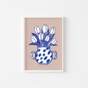 Blue Flower Art Print - Vibrant Floral Artwork, Perfect Home Decor Accent, Digital Download, Printable Wall Art, Trendy Wall Art