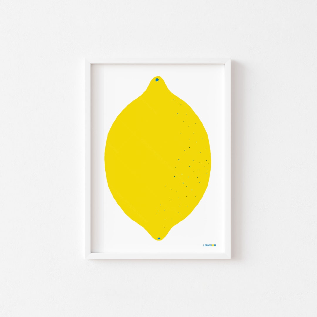 Lemon Wall Art, Lemon Printable Digital Download, Fruit Market Lemon Art Print, Lemon Print