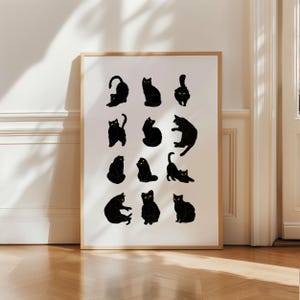 Black Cat Art Print: Minimalist Cat Lover Gift (Digital Download) image 7