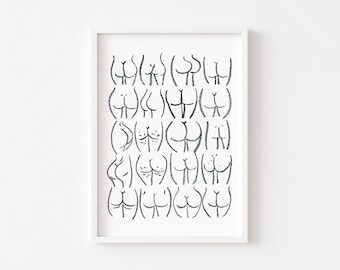 Body Positive Butt Art Print: Funny Bathroom Decor (Digital Download)