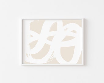 Beige Abstract Lines Art Print: Minimalist Home Decor (Digital Download)