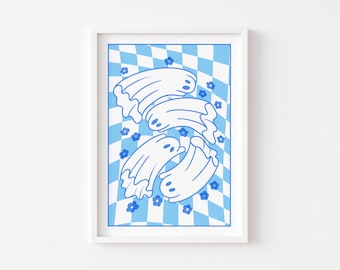 Retro Ghost Print: Trendy Halloween Wall Art (Digital Download)