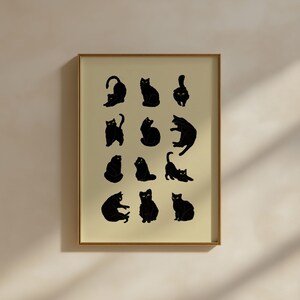 Black Cat Art Print: Minimalist Cat Lover Gift (Digital Download) image 5