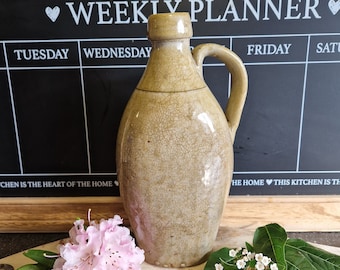 Vintage 1830&#39;s stoneware ironstone flask bottle staining crazing