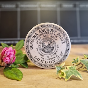 Vintage viktorianischer Topfdeckel | um 1890 | Sardellenpaste Deckel | Antik | Englische Keramik