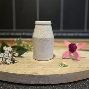 Vintage 1890 steengoed churn pot witte vintage vaas display prop bloempot antieke prachtige flessen bruiloft hoge pot ironstone creamer