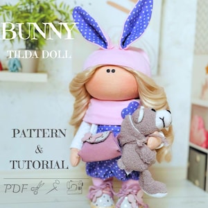 Bunny Tilda Doll Sewing Pattern: Step-by-Step Tutorial (PDF) BODY and CLOTHES