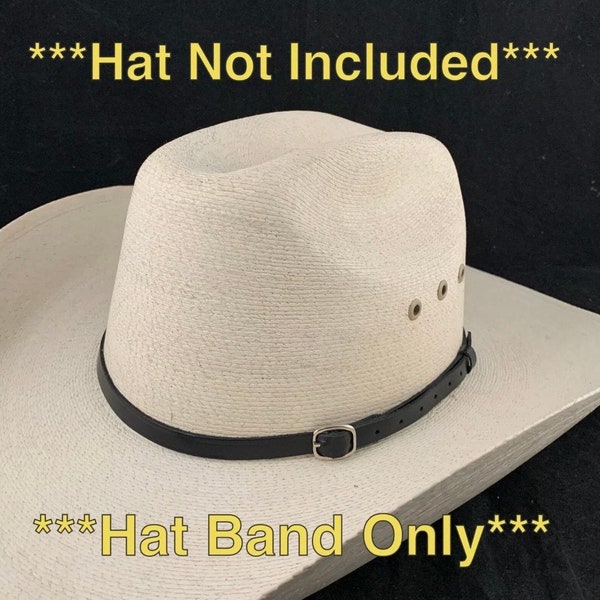 Hand Made Cowboy Hat Band - Leather & Metal Adjustable For Panama Fedora