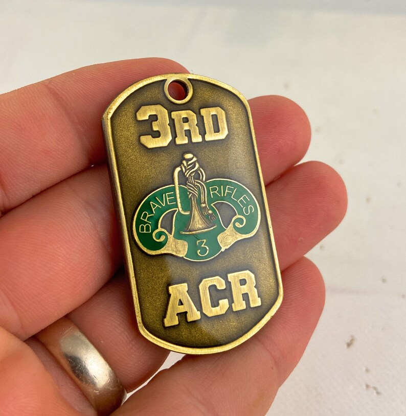 US Army 3rd Cavalry ACR Brave Rifles Challenge Coin, Dog Tag Necklace ...