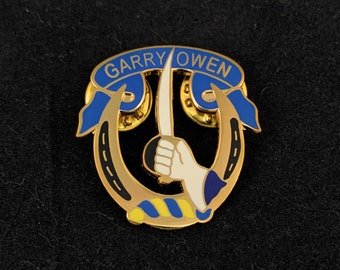 7th Cavalry Regiment Pin, Garry Owen Unit Crest, Hat Lapel Tie