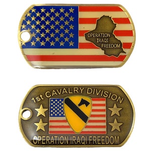 US Army 1st Cavalry Operation Iraqi Freedom Dog Tag Challenge Coin Medallion