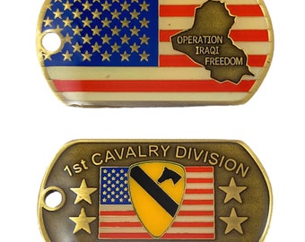 US Army 1st Cavalry Operation Iraqi Freedom Dog Tag Challenge Coin Medallion