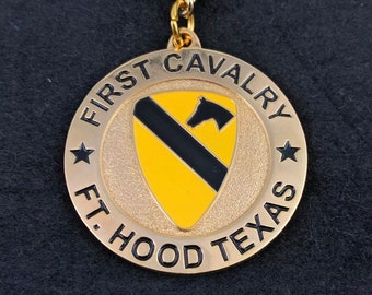 US Army 1st Cavalry Division Insignia Keychain, 1st Cav Emblem, Fort Hood Texas