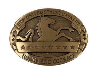US Army 8th Cavalry Regiment, Honor Courage Solid Brass Military