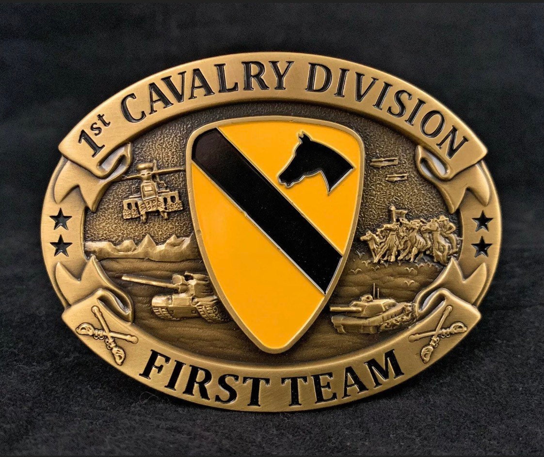 1st Cavalry Division Decal 1st Cavalry Division Sticker Decal - Self-Adhesive Vinyl, 2.18" X 4.5" - First Team Cav Fort Hood Pride Combat Infantry Badge Decal
