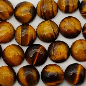 12mm Size Round Shape Calibrated AAA Quality Tiger Eye Cabochon-Handmade Gemstone-Stone For Jewelry Making-Loose Gemstone-Flatback Gemstones