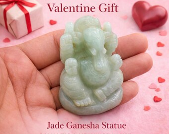 Standbeeld lichtgroen aventurijn ganesh – steensnijwerk, woondecoratie