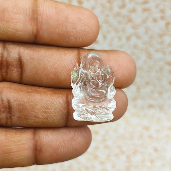 AAA Natural Crystal Quartz Gemstone Ganesha Statue-Success and Good Luck Crystal Sculpture-Handcrafted Crystal Ganesha Statue Handmade Gift