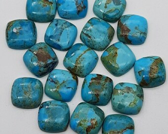 Blauwkoper turkoois cabochon, 10 mm kussenvorm edelsteen
