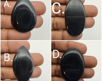 AAA Quality-Natural Black Onyx Free Size Mix Shape Gemstone-Polished Cabochon-Flatback Gemstone-Macrame Making Gemstones-Mother's Day Gift