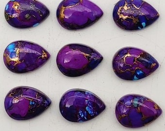 Paarse koperen turkoois druppelvormige cabochons - 10 x 14 mm losse edelstenen