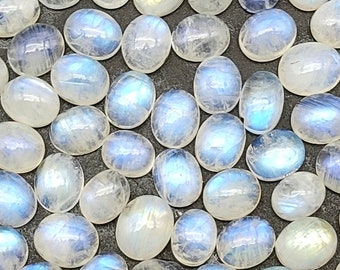 Regenboogmaansteen cabochons AAA-kwaliteit ovaal 6 x 8 mm – natuurlijke flitsmaansteen - sieraden maken