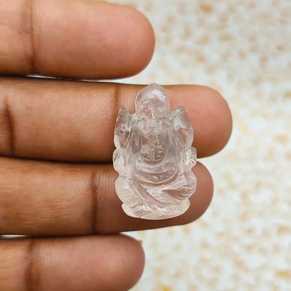 AAA Quality Pink Rose Quartz Ganesh Handmade Ganesh-Idol Ganesh HandCarved Rose Quartz Ganesha Sculptures-Beautifully Designed Small Ganesha