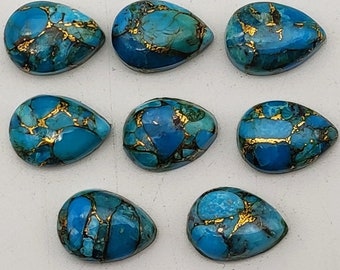 Blauwkoper turkoois peer cabochon, gekalibreerde edelsteen (10 x 14 mm)