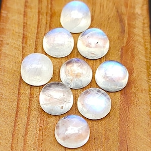 6mm Round Shape Rainbow Moonstone Cabs-Handpolished Cabs-Flatback Gemstone-Smooth Cabs-Small Lot Calibrated Gemstones-Semi Precious Gemstone