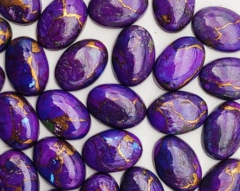 Ovale paarse koperturkoois cabochon, AAA-kwaliteit (10 x 14 mm)