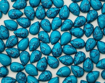 Druppelturkoois cabochon, lot, AAA-kwaliteit, 10 x 14 mm plaksteen edelstenen