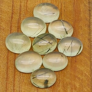 8x10mm Oval Shape Natural Prehnite Cabochon Semi Precious Gemstone Cabochon Loose Stones Smooth Gem Hand Polish For Jewelry Making Small Lot