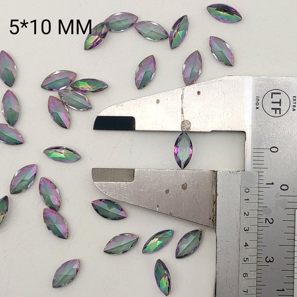 5*10mm Natural Mystic Topaz Marquise Cabochon Mystic Topaz Faceted Gemstone Loose Gemstone Jewelry Making Calibrated Gemstones Smooth Stones