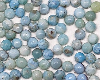 AAA Natural Larimar Cabochon 5mm – Round Blue Larimar Loose Gemstone - Jewelry Making Supplies