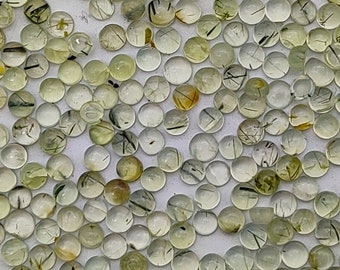 AAA groene prehniet cabochon: ronde losse edelsteen van 6 mm