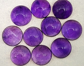 AAA+Quality 7MM Natural Amethyst Cabs  Round Cabochon Calibrated Loose Gemstone Good Quality cabochon FlatBack Gemstone  February Birthstone
