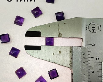 6mm AAA Amethyst Cabochon, Square Loose Gemstone