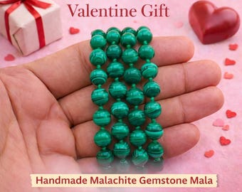 Groene malachiet Mala-ketting, natuursteen meditatiekralen, boho-stijl