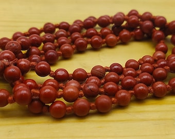 Röd Jaspis Japa Mala: Handgjort Boho Meditation Halsband