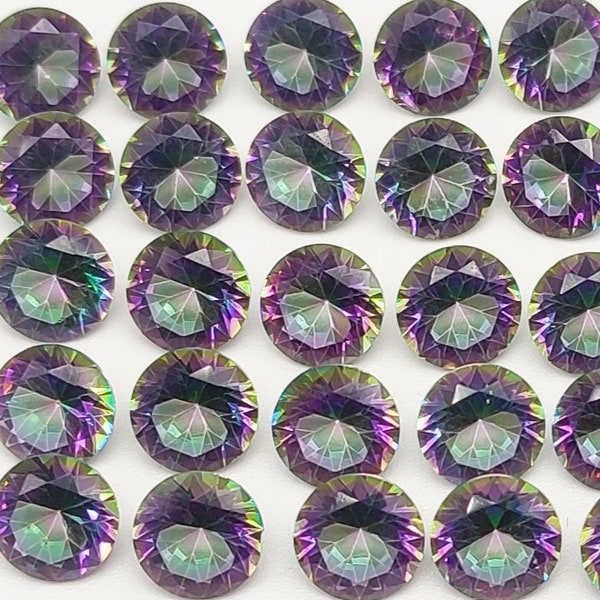 AAA+ Calibrated Stones 8MM Mystic Topaz Round Cut Gemstone Faceted Gemstone Loose Cabochon Round Cabochon Lot of 5&10pcs November Bithstone