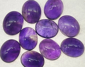 10x14mm Oval Natural Amethyst Cabochon-Loose Stone Cabochon-Semi Precious Gemstone-Gemstone Cabs-Purple Amethyst-Smooth Polished Gemstone