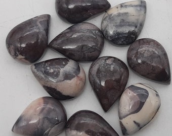 Zwarte jaspis druppelcabochon, AAA gepolijste edelsteen (10 x 14 mm)