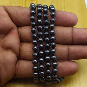 Hematite Buddhist Prayer Bead Mala, Hand Knotted, 108 Beads Mala, Adjustable Knot, 6-mm Beads and a Beaded Tassel  Prayer Japa Mantra Beads