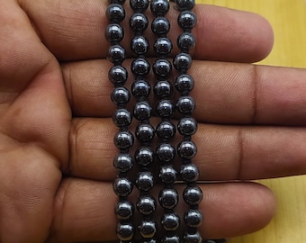 Hematit Mala, Handknutna buddhistiska bönepärlor, Japa Mantra, 6 mm